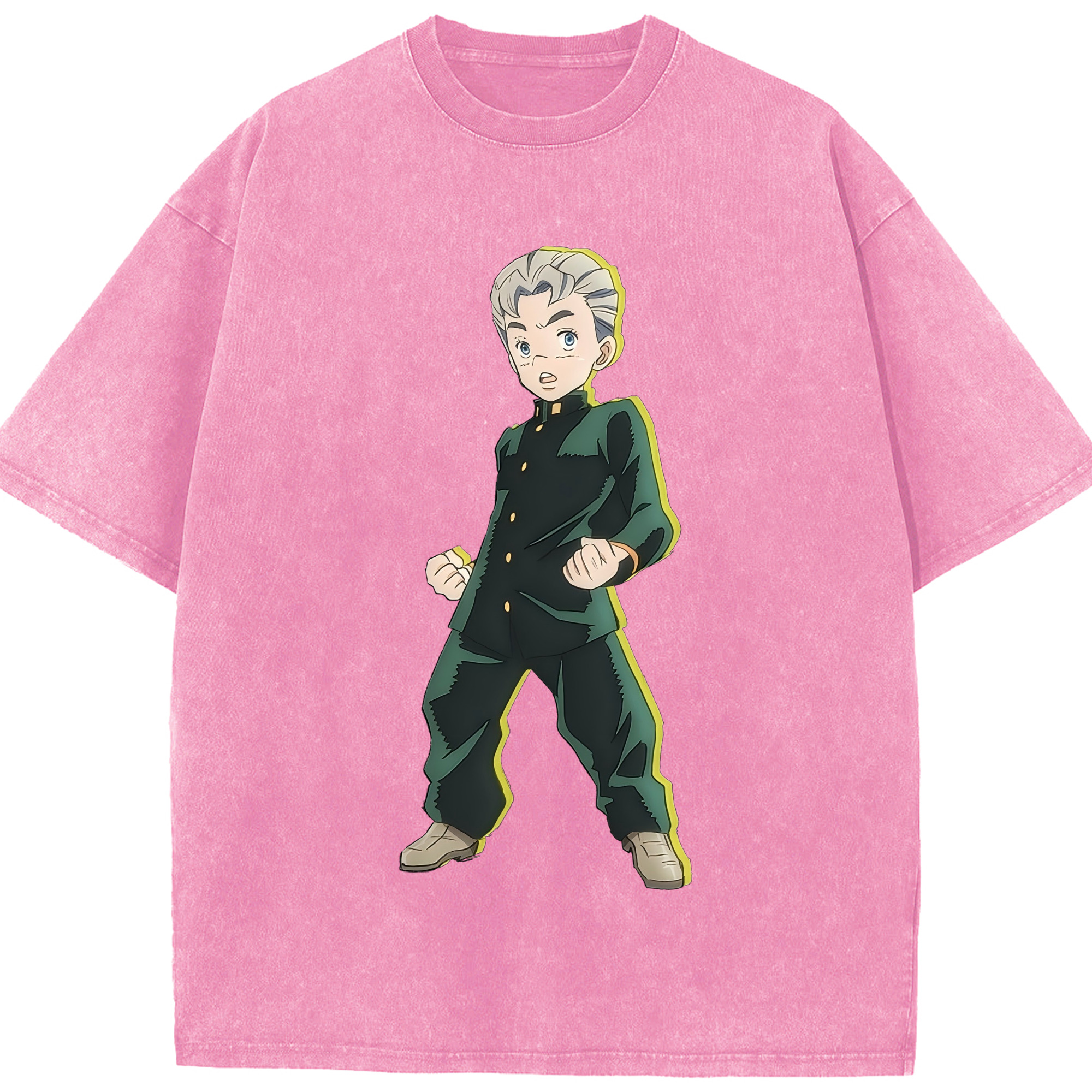 （画像用） ジョジョの奇妙な冒険 広瀨康一 JoJo's Bizarre Adventure Hirose Koichi 綿100% ヴィンテージ風 半袖Tシャツ（フロントプリント）